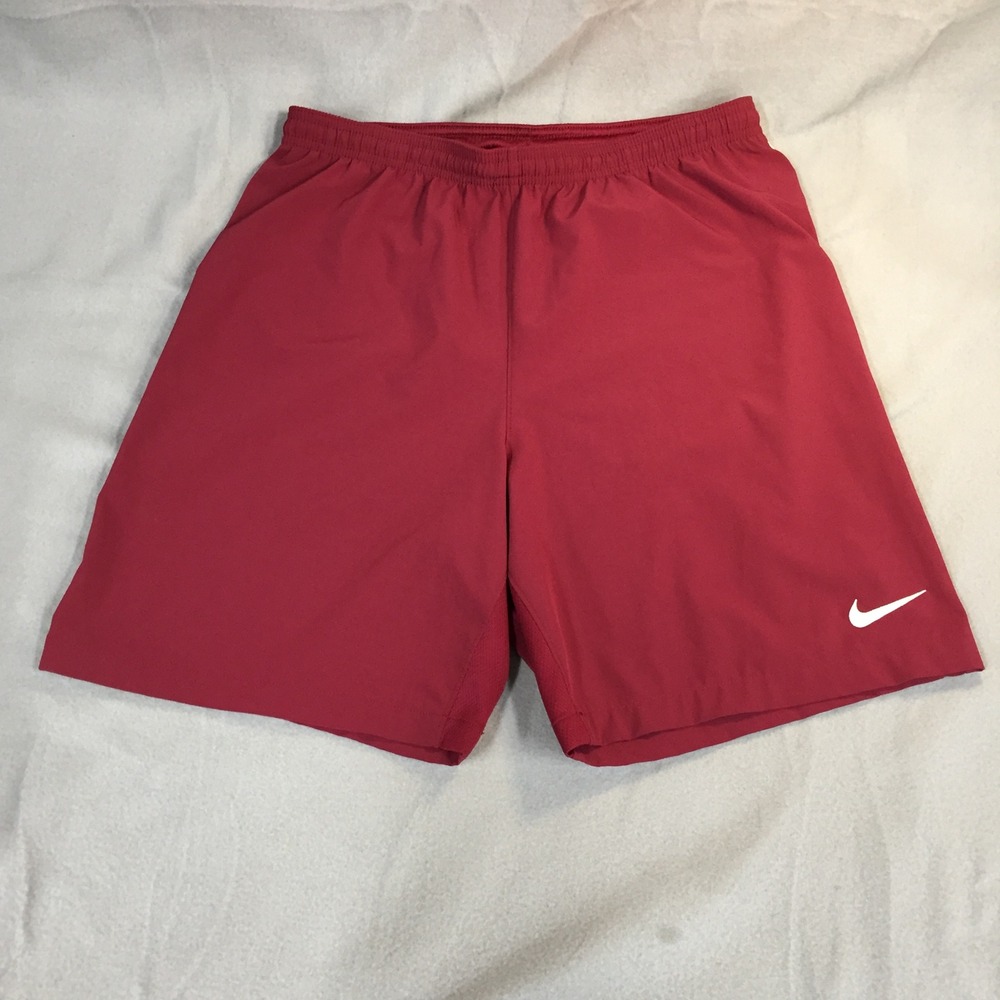 Nike Dri-FIT Red Athletic Shorts Kids Size Small White Stripe Performance Sport